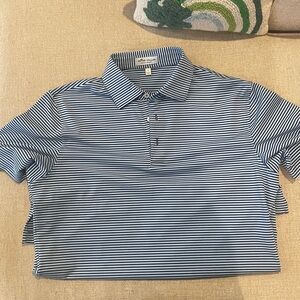 Peter Millar Blue and White Striped Polo Shirt